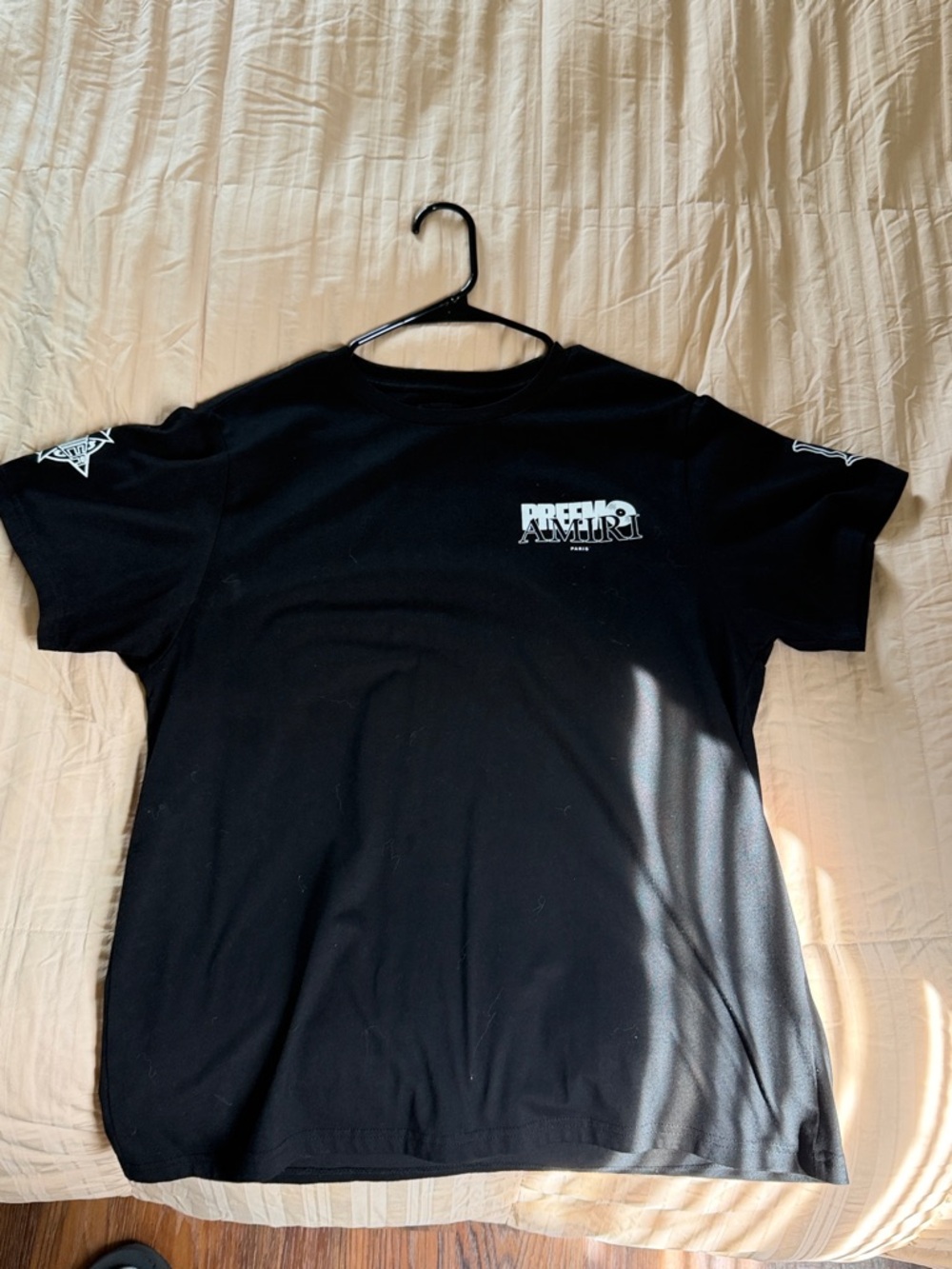 AMIRI Black Short-Sleeve Logo Tee with Sleeve Detail